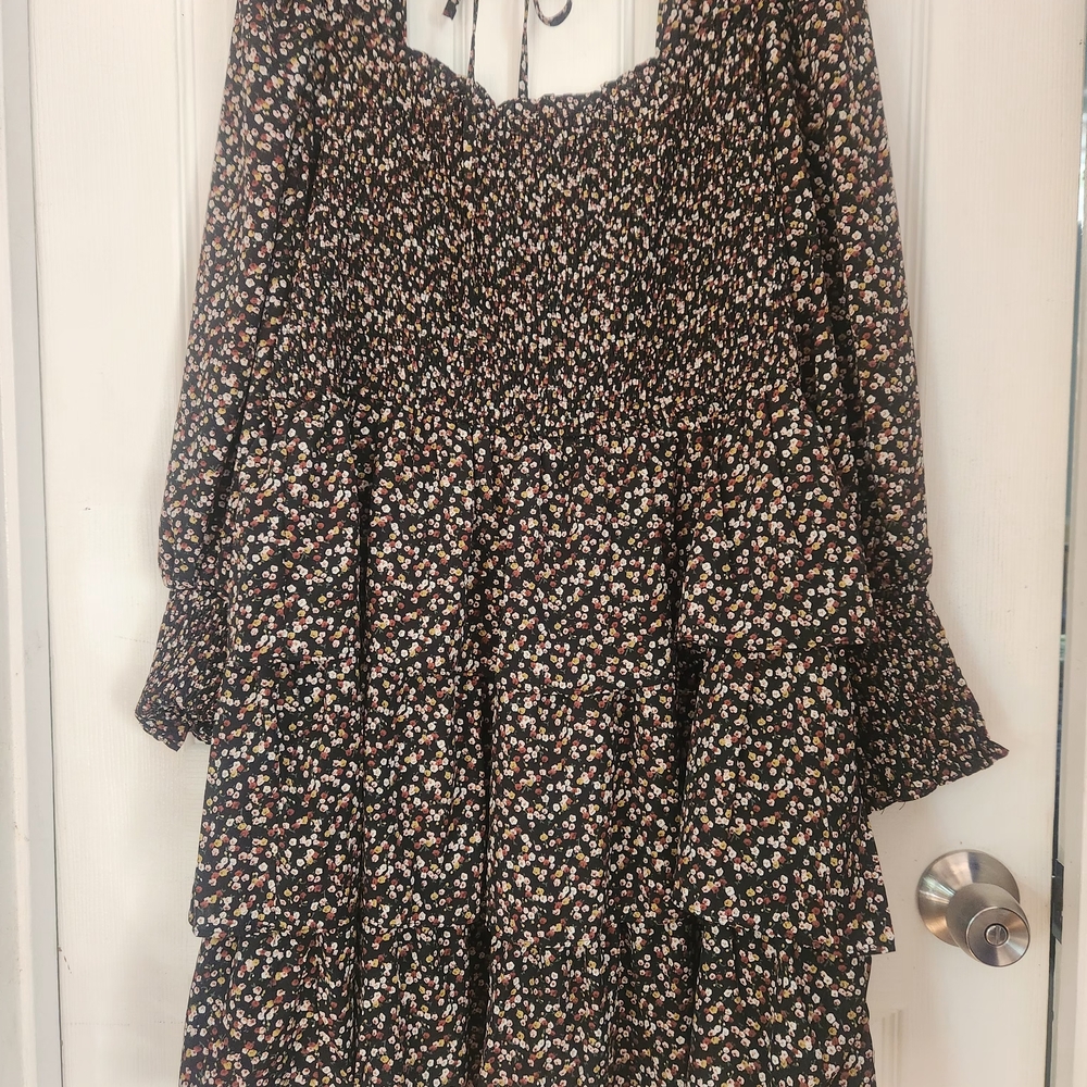 Floral Black Midi Dress